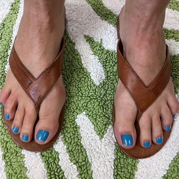 Pre owned Authentic Chanel Interlocking CC Logo Leather Flip Flops - Picture 3 of 12